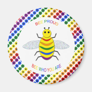 Niedliche LGBT-Proud-Regenbogenbiene und -Blume Magnet