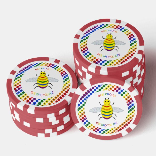 Niedliche LGBT-Proud-Regenbogenbiene und -Blume Pokerchips (Stapel)