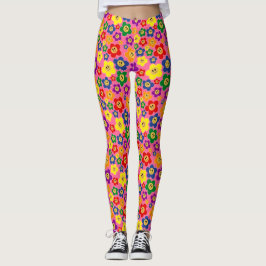 Niedliche LGBT-Regenbogen-Blume Muster-Rosa Leggings