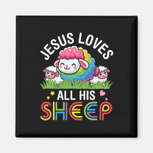 Niedliche LGBT-Schafe tanzen mit Jesus-Lieben Magnet