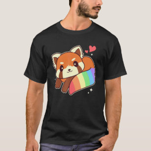 Niedliche LGBTQ Rote Panda mit Regenbogenfarben T-Shirt