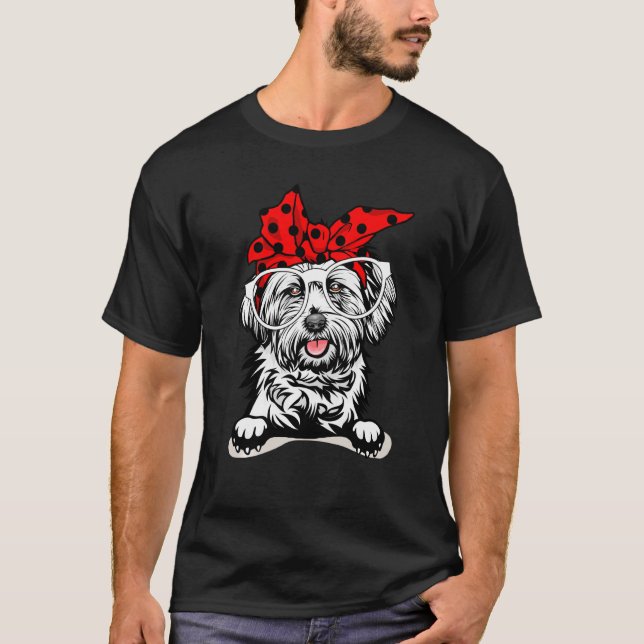 Niedliche Lhasa Apso Weihnachten Rote Karierte Hea T-Shirt (Vorderseite)