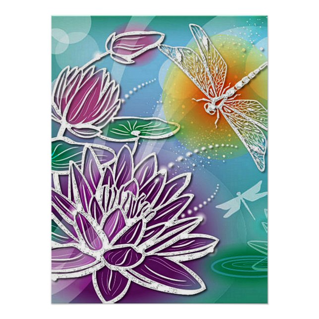 Niedliche Libelle Hübsch Sommer Moderne Kunst Poster (Vorderseite)
