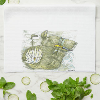Niedliche Libelle & Lilly Pad Kitchenette Geschirrtuch