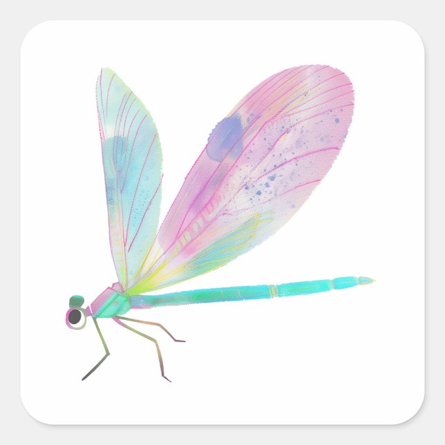 Niedliche Libelle Quadratischer Aufkleber (Vorderseite)