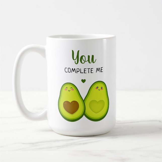 Niedliche Liebe Avocado Freundin Boyfriend Jahrest Kaffeetasse (Links)