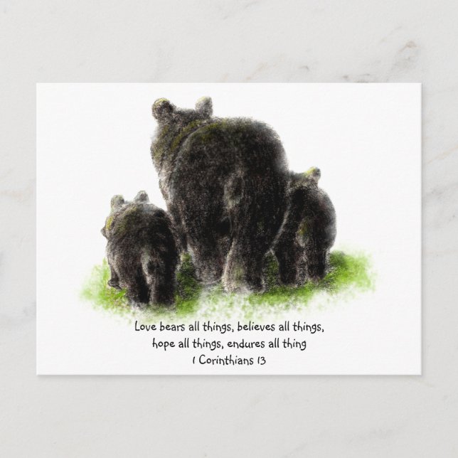 Niedliche Liebe Bears alles Zitat 1Korinther 13 Postkarte (Vorderseite)