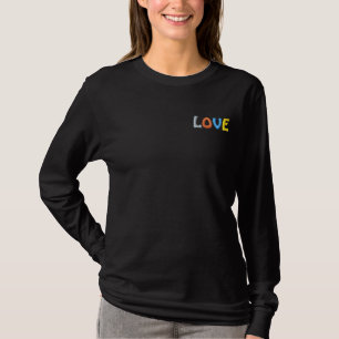 Niedliche LIEBE Besticktes Langarmshirt