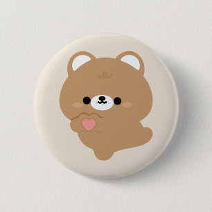 Niedliche Liebe Braunbär Button