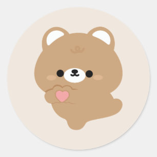 Niedliche Liebe Braunbär Runder Aufkleber
