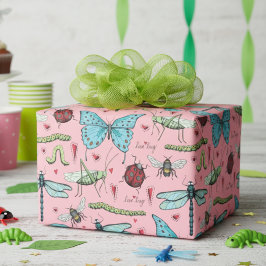 Niedliche Liebe Bug Insekten Pink Geschenkpapier