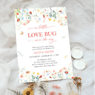 Niedliche Liebe Bug Wildblume Kinderdusche Einladung