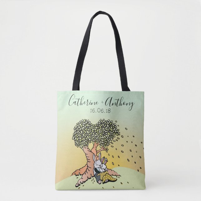 Niedliche Liebe Bunnies Gastgeschenk Hochzeit oder Tasche (Vorderseite)