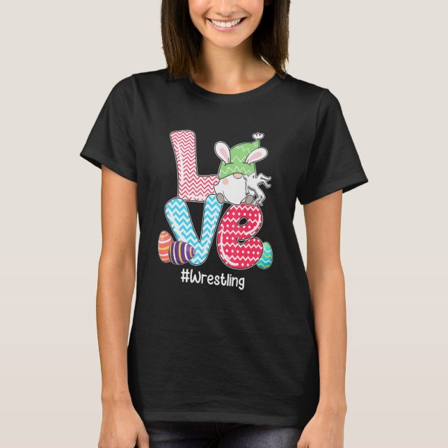 Niedliche Liebe Bunny Gnome Wrestling Eier Jagd Es T-Shirt (Vorderseite)