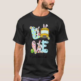 Niedliche Liebe Bunny School Busfahrer Leben glück T-Shirt