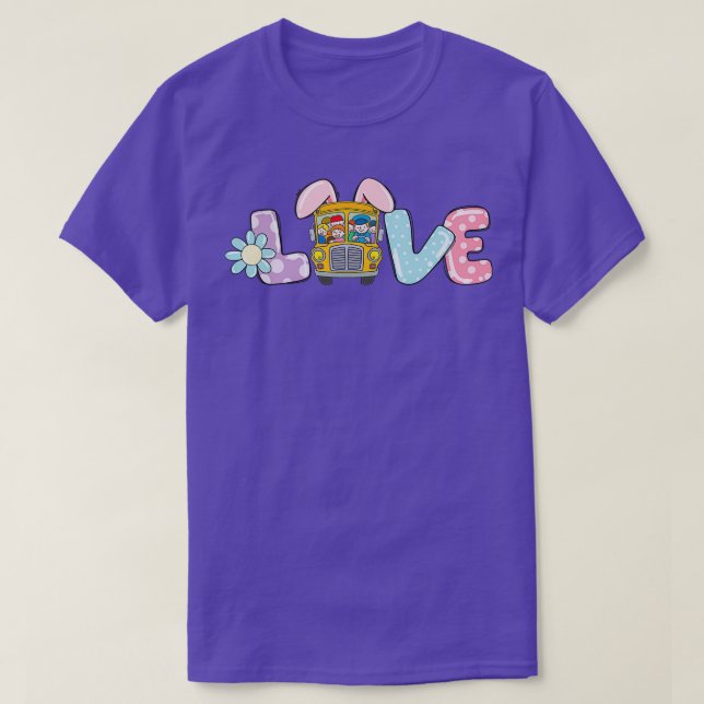 Niedliche Liebe Bunny School Busfahrer Leben glück T-Shirt (Design vorne)