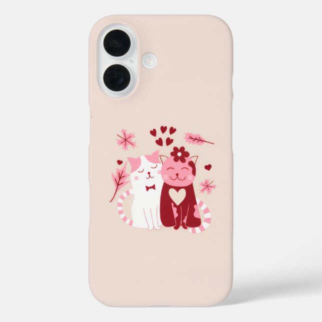 Niedliche Liebe Cats Telefonzelle - Romantisches C iPhone 16 Hülle (Rückseite)