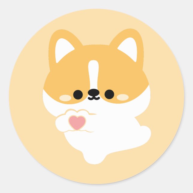 Niedliche Liebe Corgi Runder Aufkleber (Vorderseite)