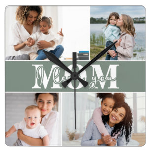 Niedliche LIEBE, DASS DU MAMA Foto Muttertag Quadratische Wanduhr