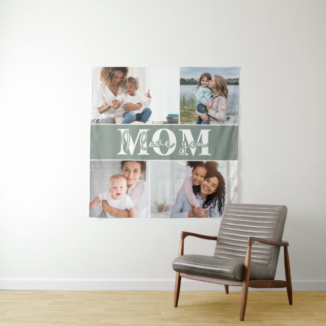 Niedliche LIEBE, DASS DU MAMA Foto Muttertag Wandteppich (Beispiel)