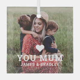 Niedliche Liebe des Herzens Ihr MuttertagsFoto Ornament Aus Glas