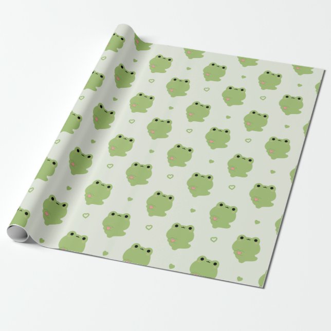 Niedliche Liebe Frosch Geschenkpapier (Ungerollt)