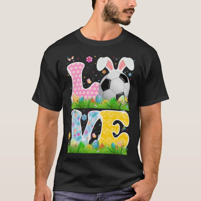Niedliche Liebe Fußball mit sonnigen Ohren Osterta T-Shirt (Vorderseite)