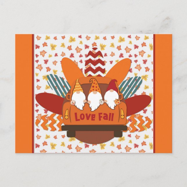 Niedliche Liebe Gnomen Herbst Herbstausgänge Postkarte (Vorderseite)