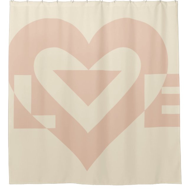 Niedliche Liebe Grafik, Creme Beige Duschvorhang (Vorderseite)