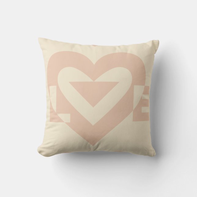 Niedliche Liebe Grafik, Creme Beige Kissen (Vorderseite)