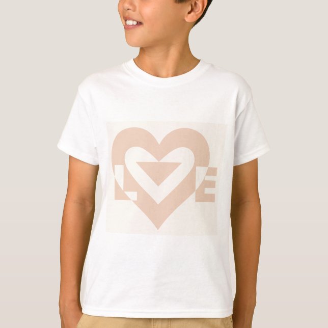 Niedliche Liebe Grafik, Creme Beige T-Shirt (Vorderseite)