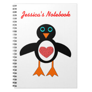 Niedliche Liebe Heart Penguin individuell anpassba Notizblock