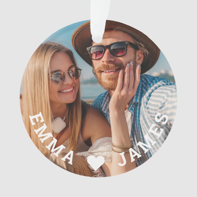 Niedliche Liebe Herz Foto Paare Personalisierte Na Ornament (Vorderseite)