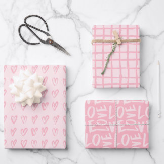 Niedliche Liebe  Herz in Rosa Geschenkpapier Set