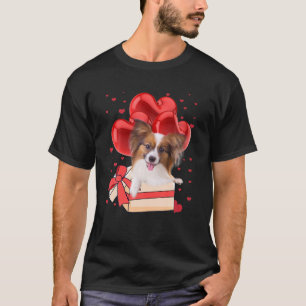 Niedliche Liebe Herz Papillon Dog Valentines Puppy T-Shirt