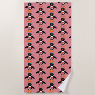 Niedliche Liebe Herz Pinguin Beach Handtuch