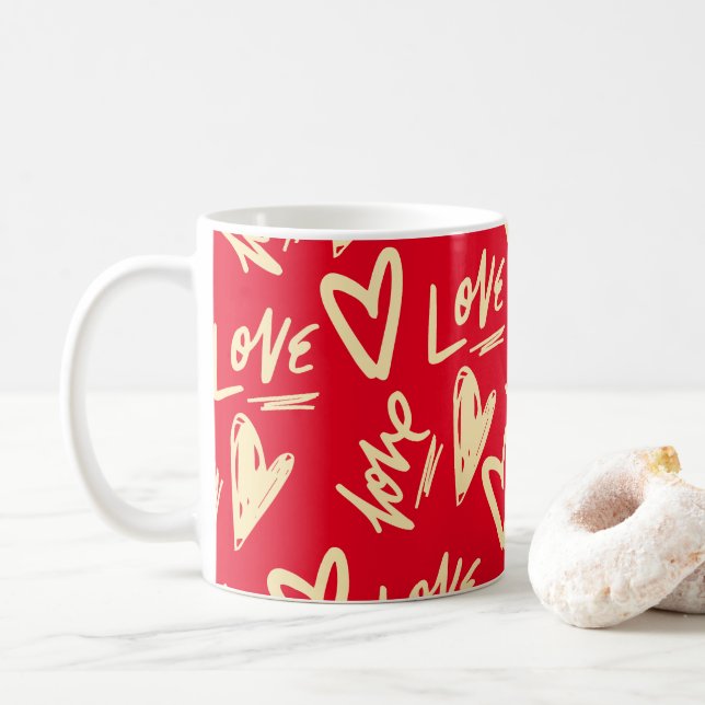 Niedliche Liebe Herz Valentinstag Kaffeetasse (Mit Donut)