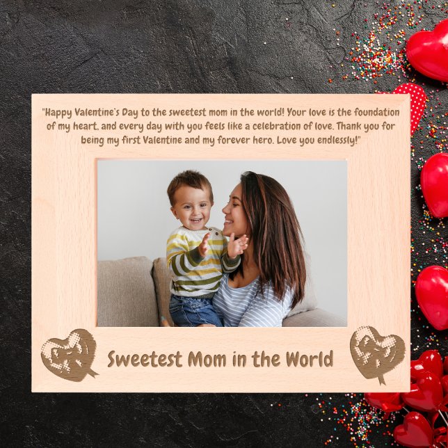 Niedliche Liebe Herznachrichten Mama Valentines Ge Geätzte Rahmen (Von Creator hochgeladen)