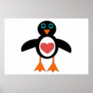 Niedliche Liebe Herzpinguin-Plakat Poster