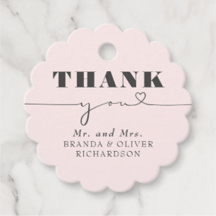 Niedliche Liebe Herztext Rosa Hochzeit Danke Geschenkanhänger