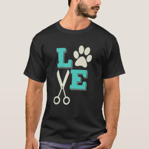 Niedliche Liebe Hund Grooming Paw Print Women Pet T-Shirt