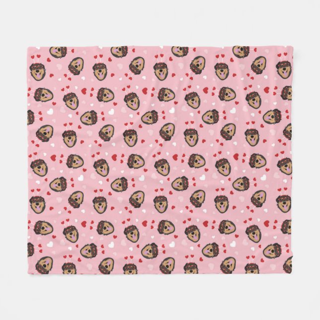 Niedliche Liebe Hund rosa Fleecedecke (Vorderseite (Horizontal))