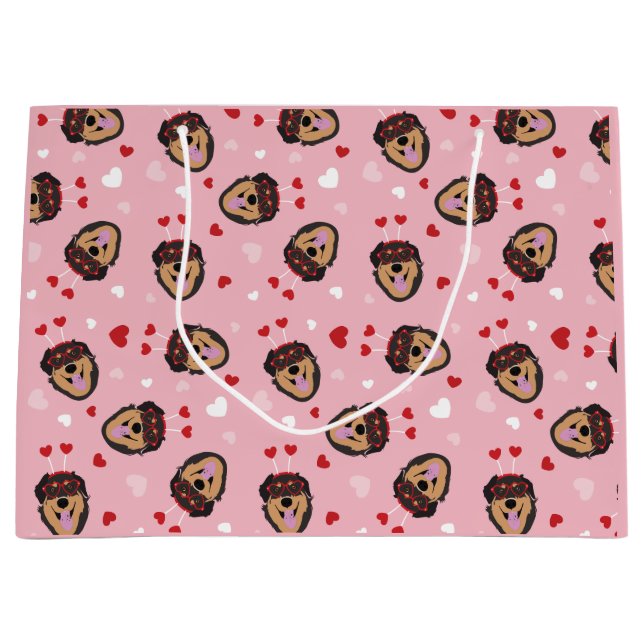 Niedliche Liebe Hund rosa Große Geschenktüte (Vorderseite)