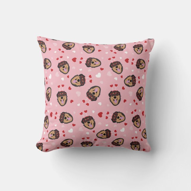 Niedliche Liebe Hund rosa Kissen (Vorderseite)