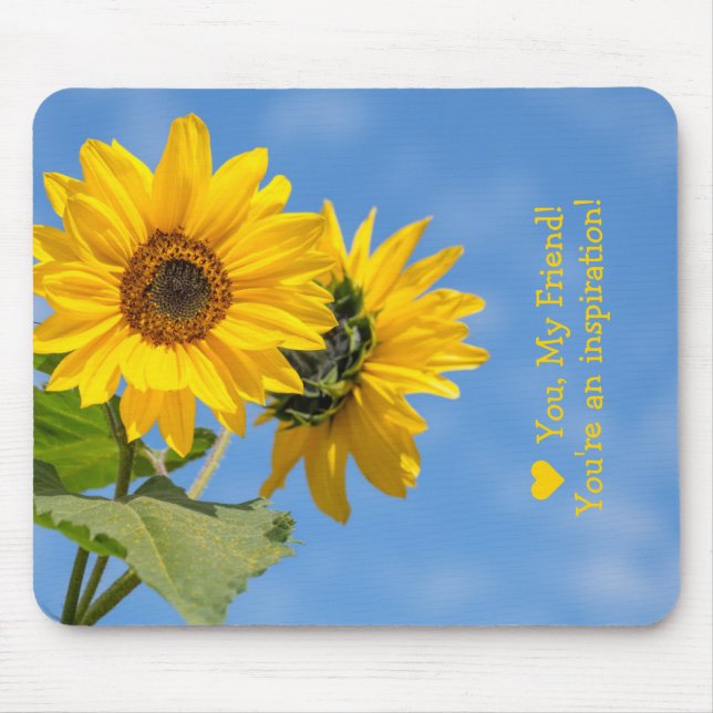 Niedliche Liebe Inspiration Sonnenblumen Hochladen Mousepad (Vorne)