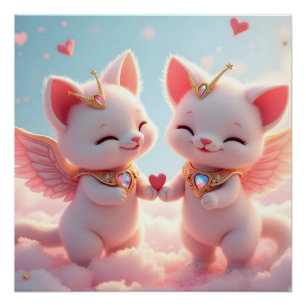 Niedliche Liebe Katzen Poster