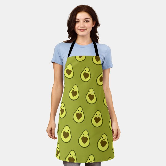 Niedliche Liebe Kawaii Avocado Schürze (Getragen)