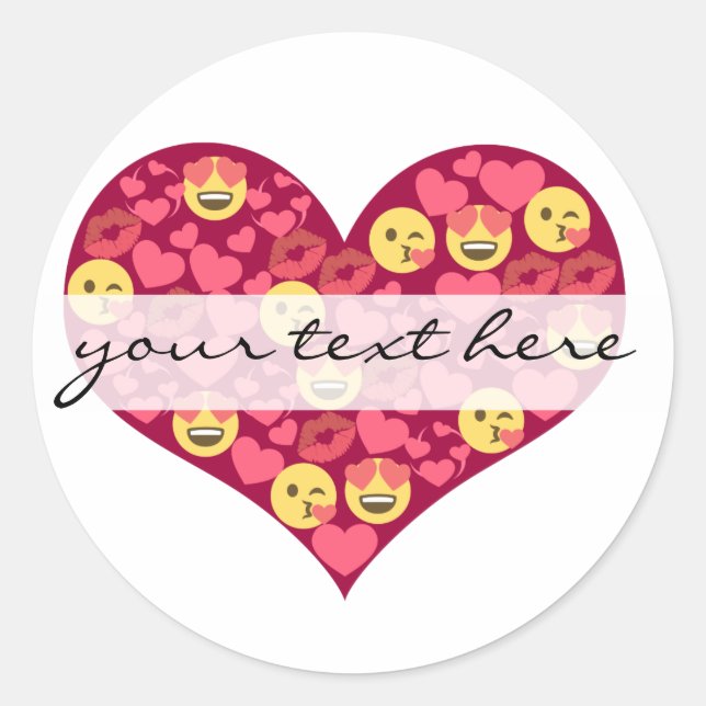 Niedliche Liebe Kiss Lips Emoji Herz Runder Aufkleber (Vorderseite)