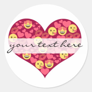 Niedliche Liebe Kiss Lips Emoji Herz Runder Aufkleber