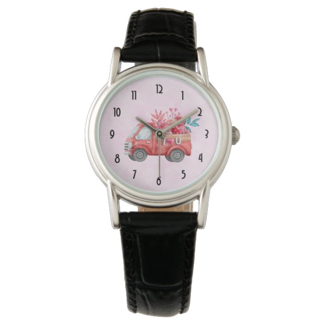 Niedliche Liebe LKW Befördern Valentinische Goodie Armbanduhr (Vorderseite)
